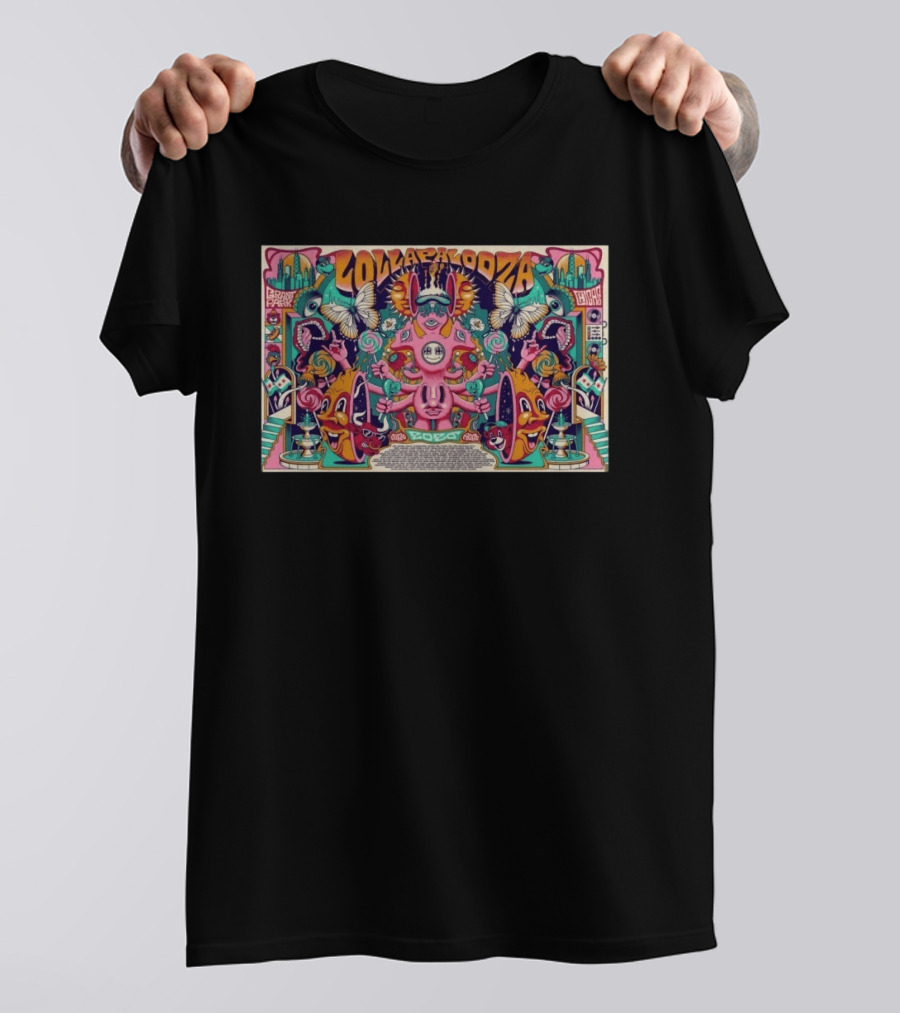 Lollapalooza Grand Park Chicago August 02 2026 Exclusive Vibrant Psychedelic Illustrations T-Shirt
