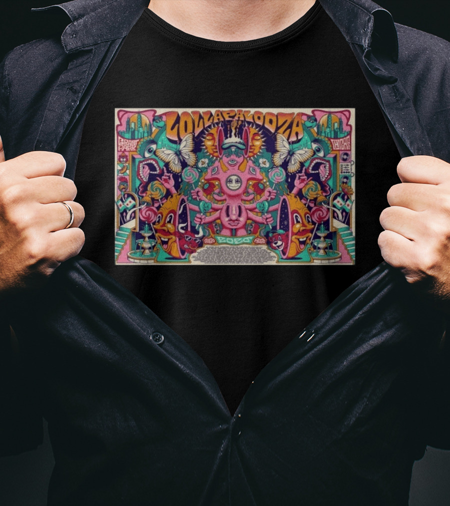 Lollapalooza Grand Park Chicago August 02 2026 Exclusive Vibrant Psychedelic Illustrations T-Shirt