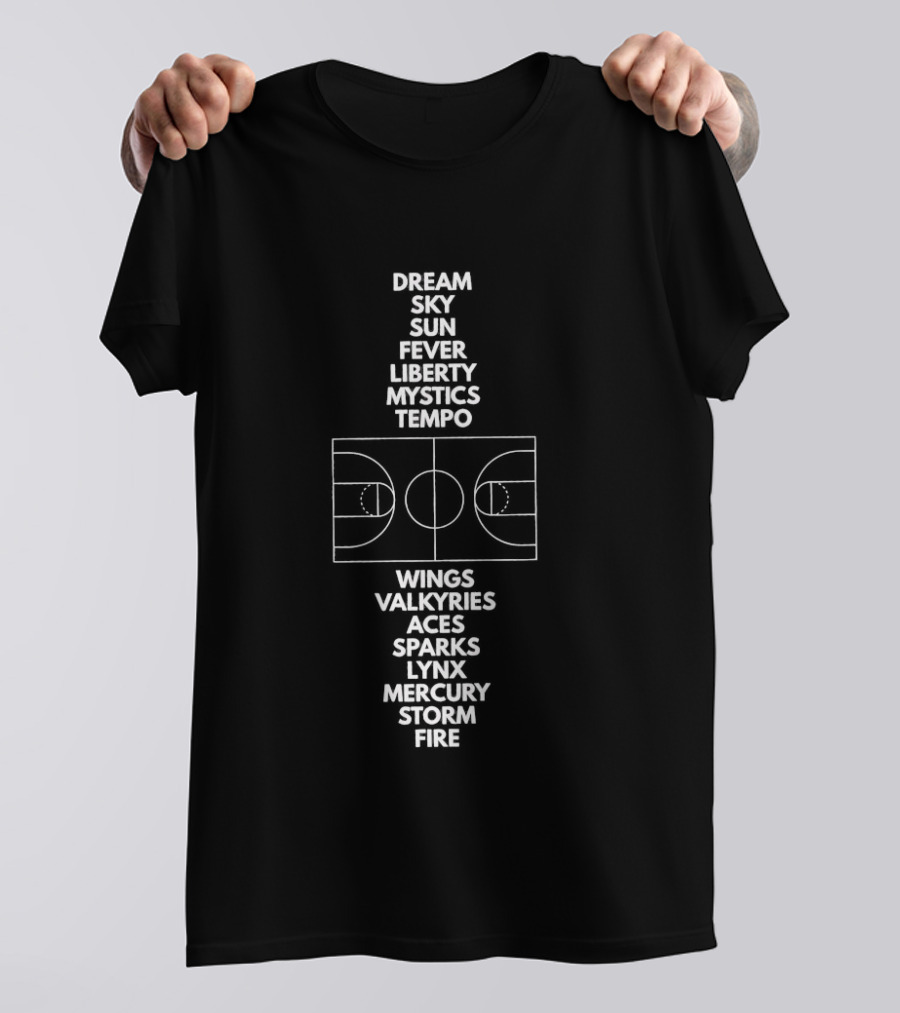 Men's Basketball Dream Sky Sun Fever Liberty Mystics Tempo Court T-Shirt