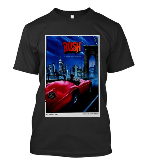 Rush Fifty Something Tour 2026 Manhattan NYC July 28 30 August 1 3 New York Bridge Red Car T-Shirt
