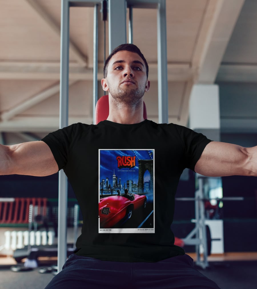 Rush Fifty Something Tour 2026 Manhattan NYC July 28 30 August 1 3 New York Bridge Red Car T-Shirt