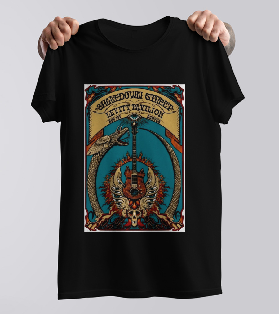 Shakedown Street Levitt Pavilion Aug 1 Denver 2026 Snake Guitar Skull T-Shirt