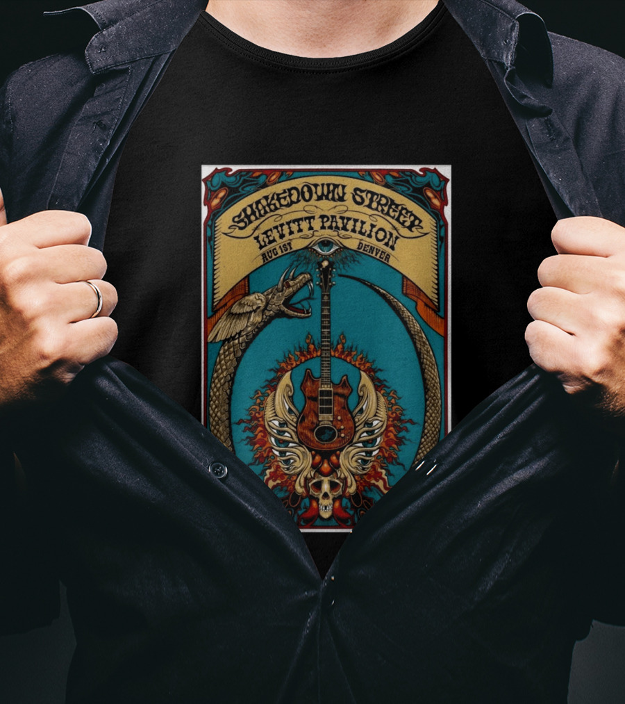 Shakedown Street Levitt Pavilion Aug 1 Denver 2026 Snake Guitar Skull T-Shirt