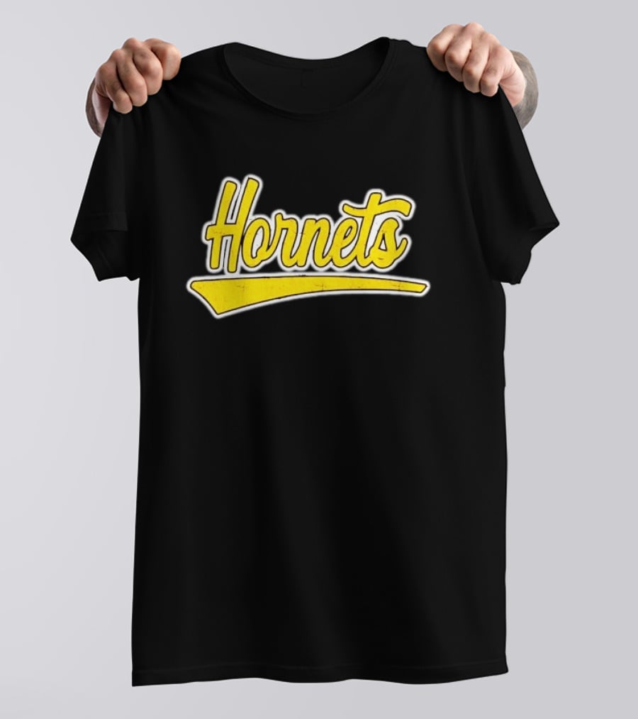 Hornets Team Yellow Text Stylized Font T-Shirt