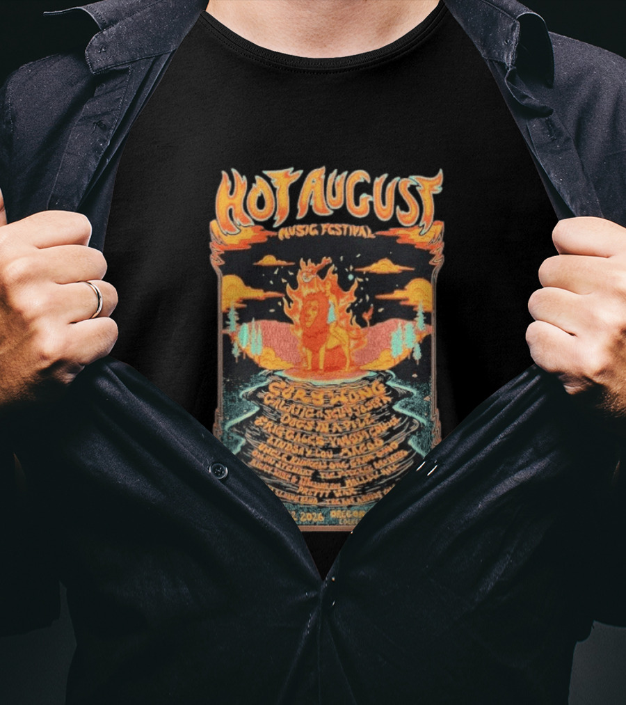 Hot August Music Festival 2026 Oregon Ridge Park Featuring Grace Stone Galactic Hartska Dogs Brass Playground Elise Testone DJ Williams T-Shirt