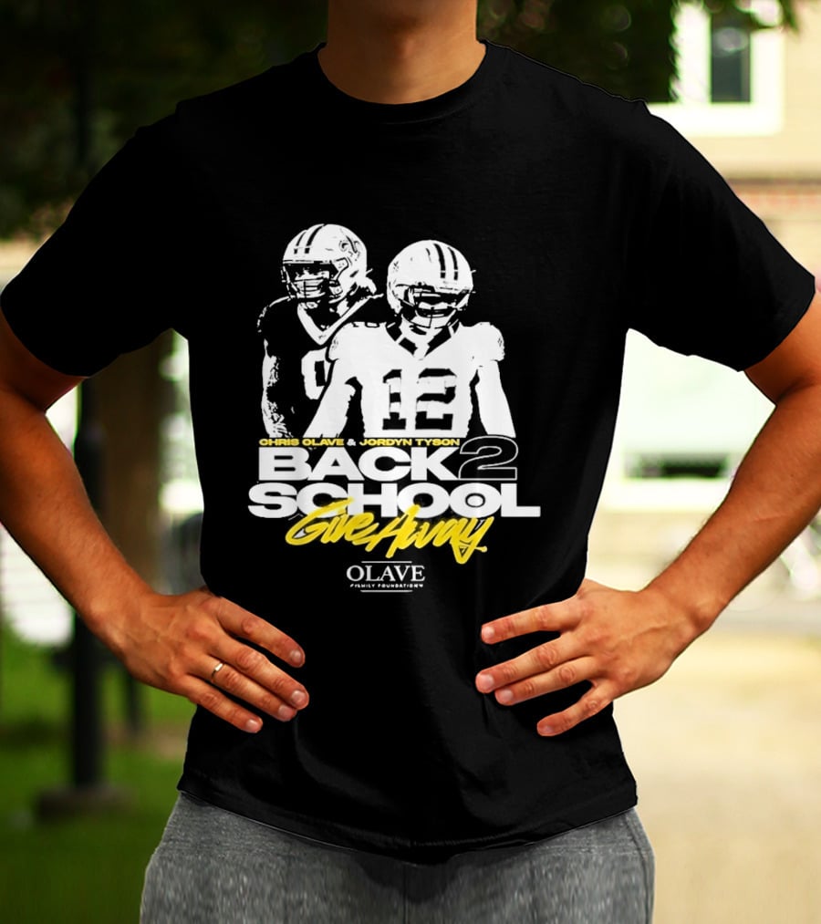 Chris Olave Jordyn Tyson Back 2 School Give Away Olave Connections T-Shirt