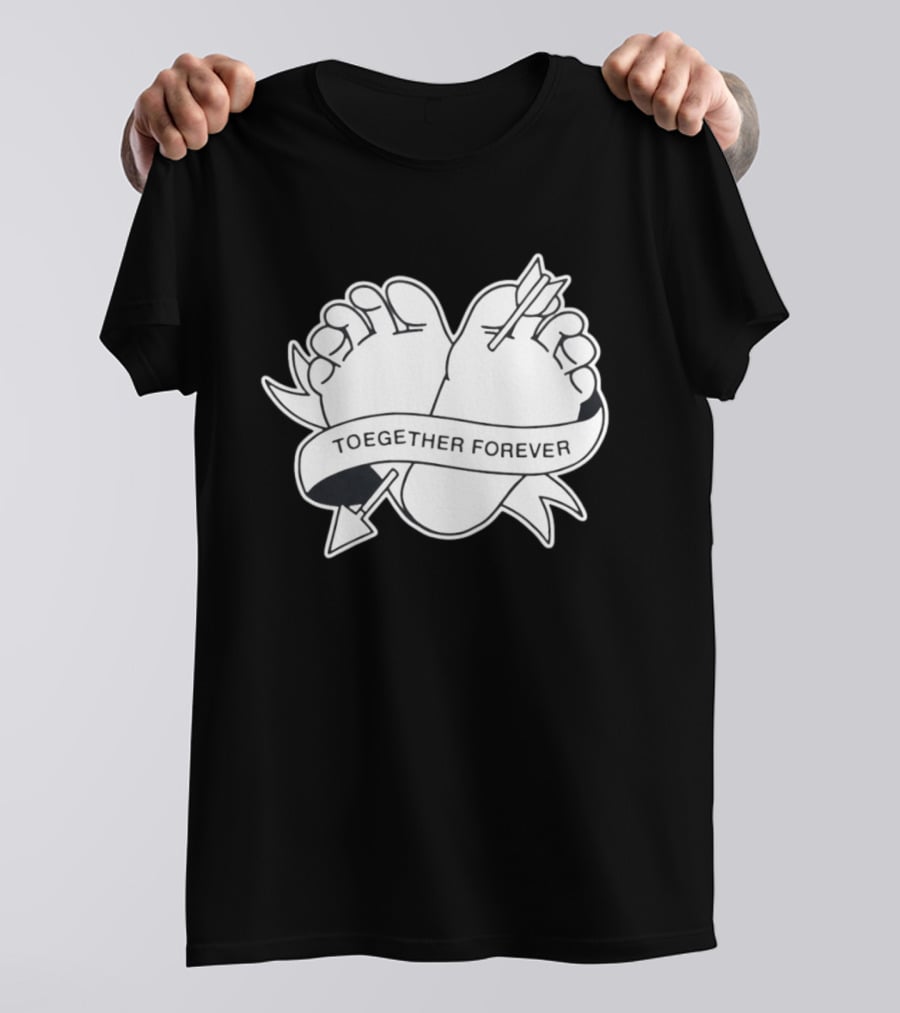 Cupid's Piercing Toegther Forever Two Feet Arrow Heart Ribbon T-Shirt