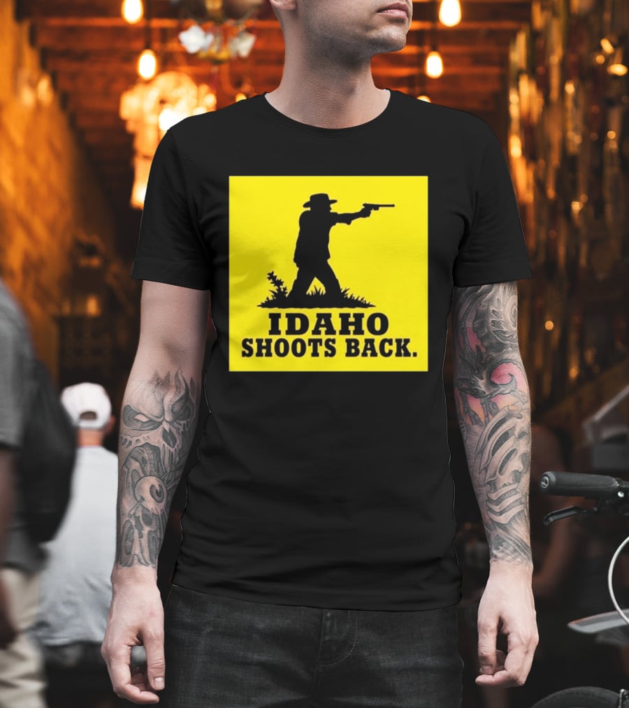 Idaho Shoots Back Cowboy Silhouette Retro Humor T-Shirt