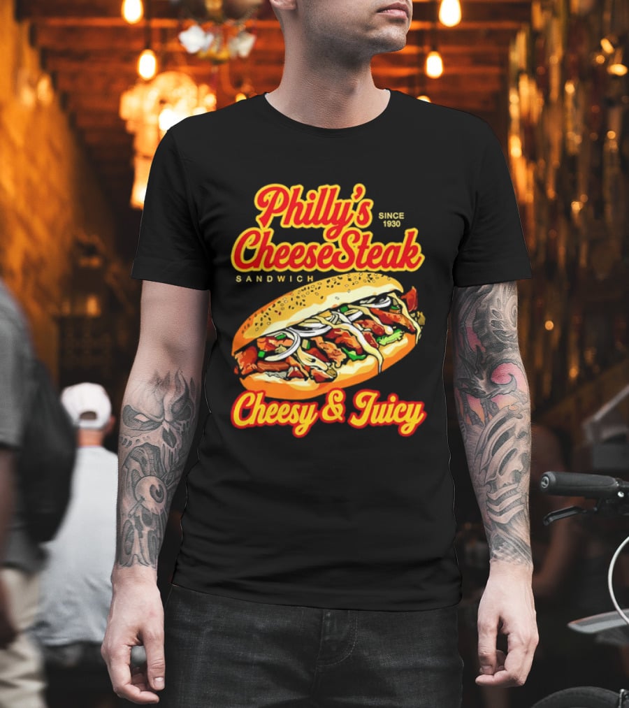 Philly's Cheesesteak Sandwich Cheesy & Juicy Since 1930 Classic Flavor Experience T-Shirt