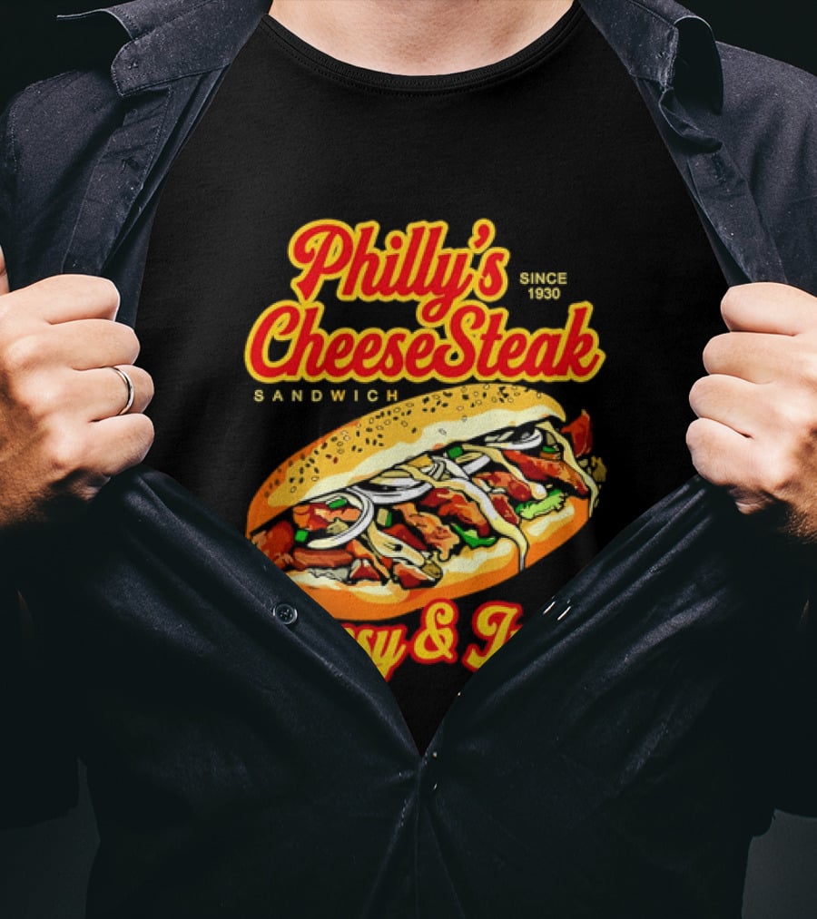 Philly's Cheesesteak Sandwich Cheesy & Juicy Since 1930 Classic Flavor Experience T-Shirt