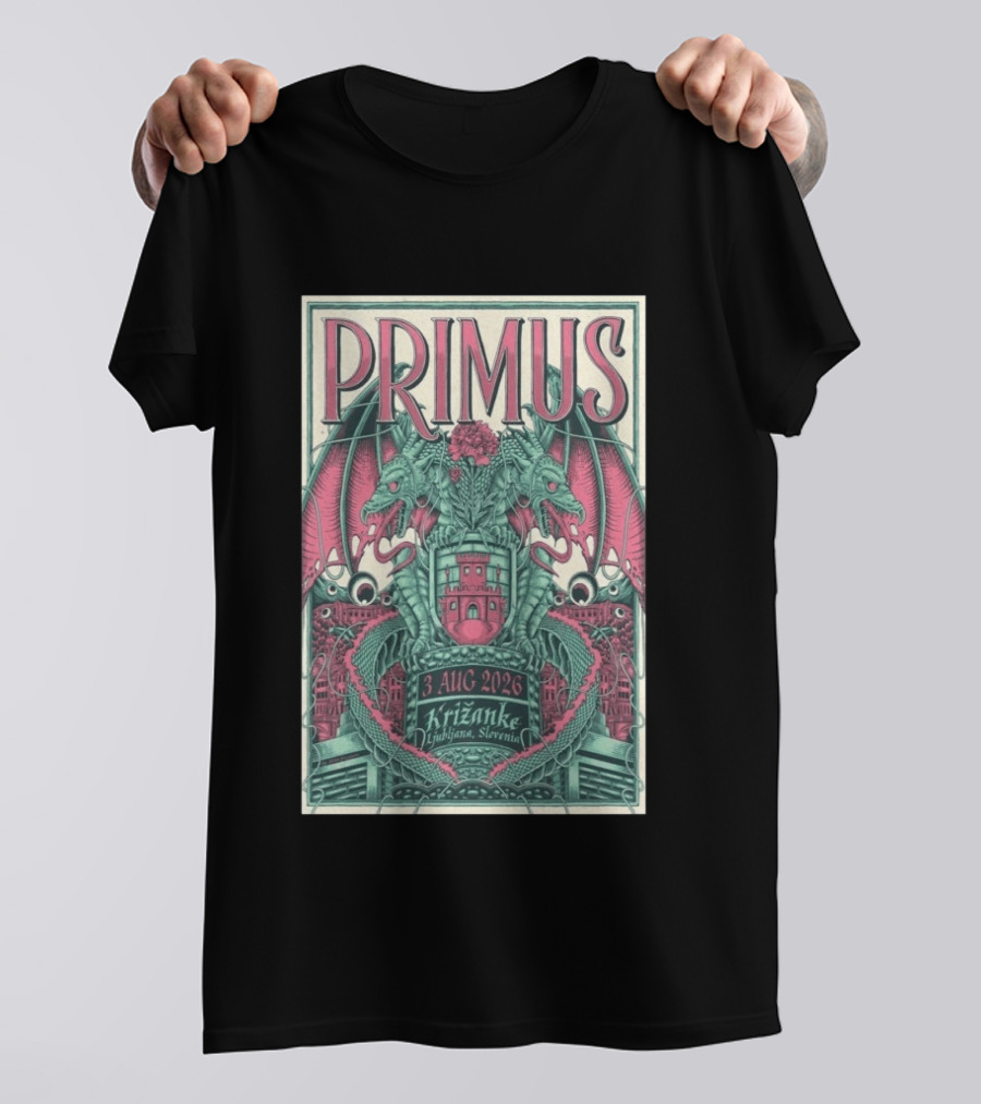 Primus Ljubljana Križanke Concert 3 Aug 2026 Double Dragon T-Shirt