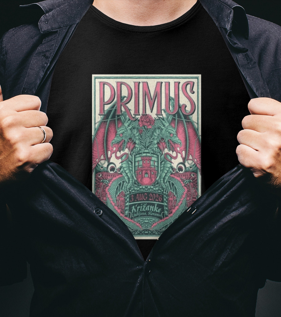 Primus Ljubljana Križanke Concert 3 Aug 2026 Double Dragon T-Shirt