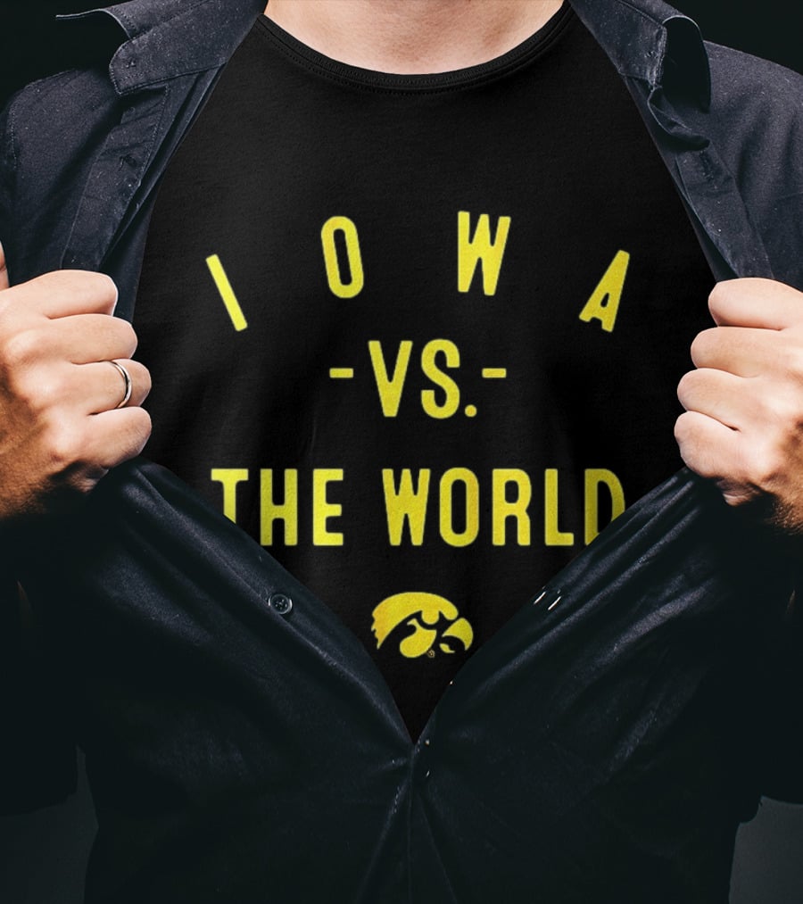 Iowa Hawkeyes NCAA Football Iowa Vs The World 2026 Yellow Text With Hawkeye T-Shirt