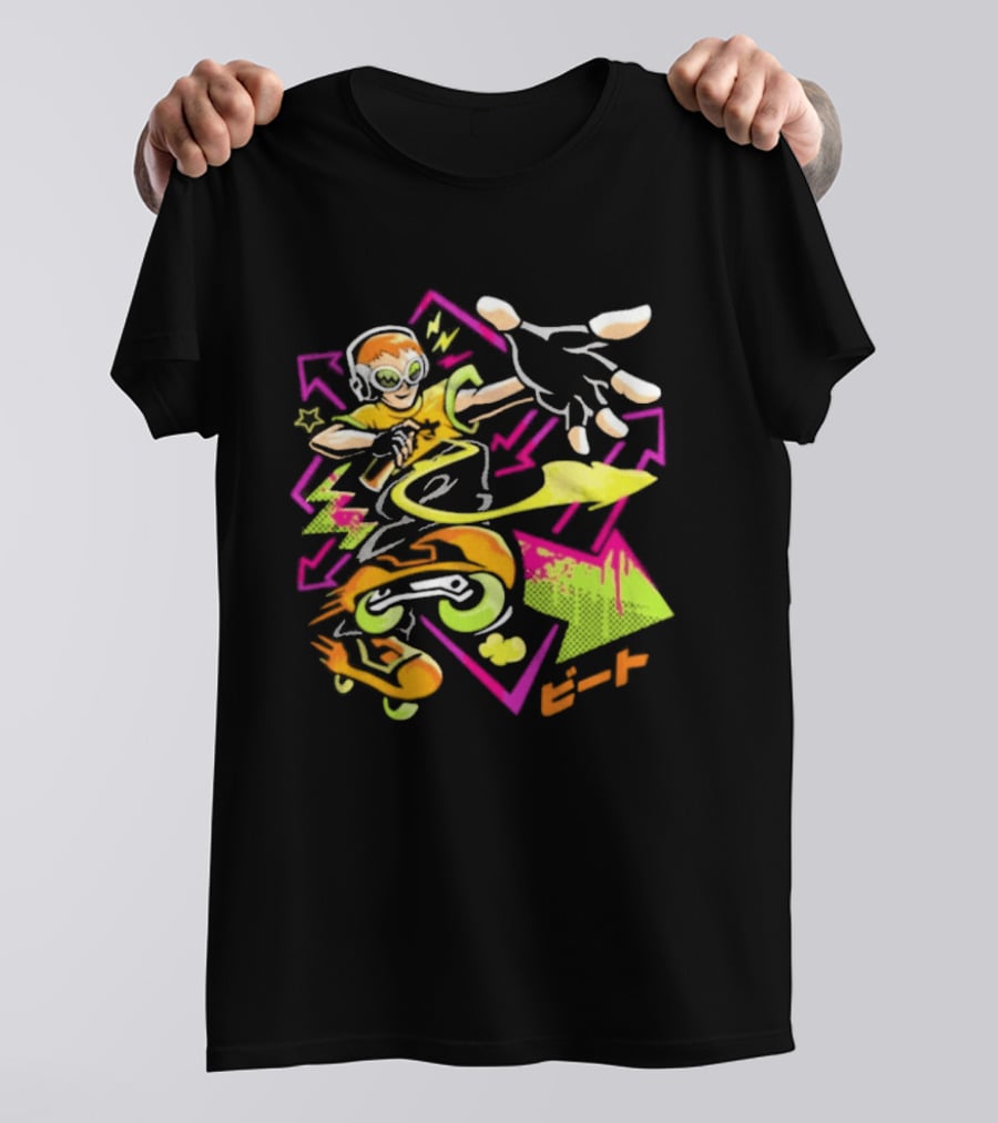 Jet Set Radio Beat Character Keep Rollin Neon Graffiti T-Shirt
