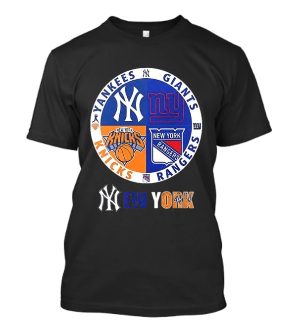 Yankees Giants Knicks Rangers New York Sports Teams Logos T-Shirt