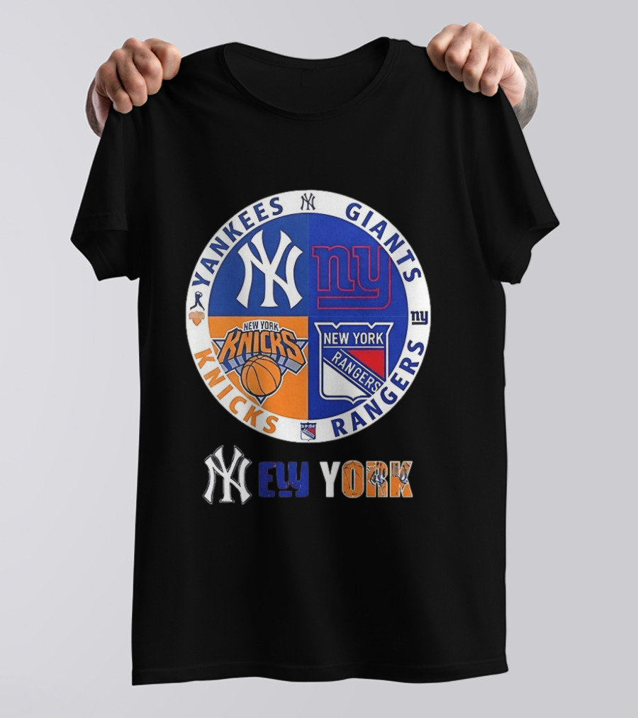 Yankees Giants Knicks Rangers New York Sports Teams Logos T-Shirt
