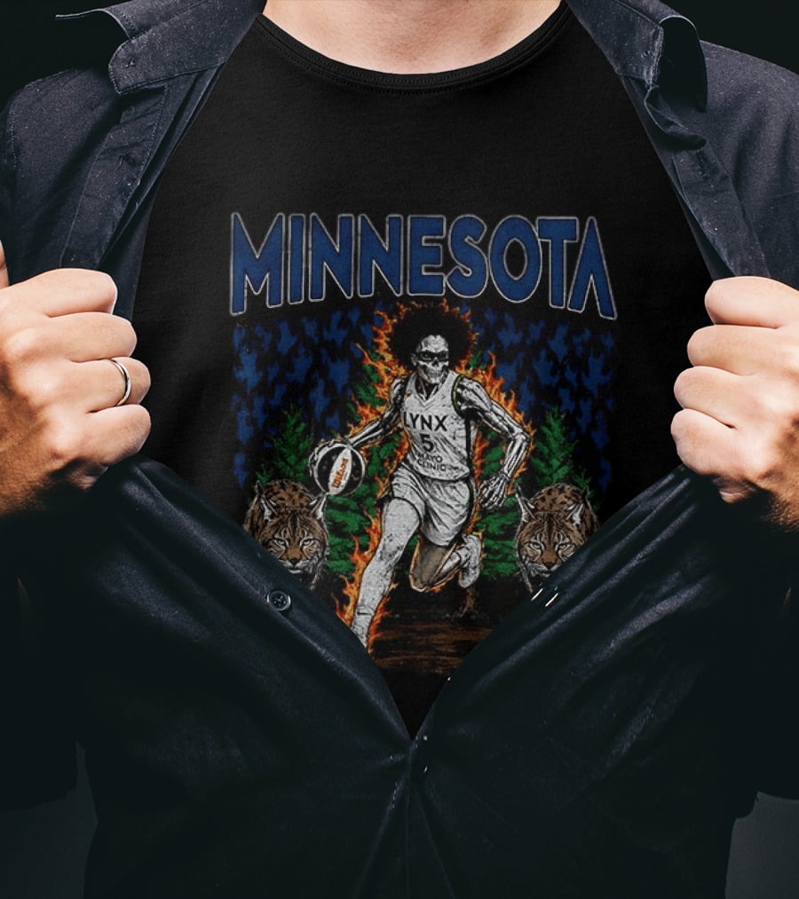 Minnesota Lynx WNBA Basketball Skull With Lynxes Game Day 2026 T-Shirt