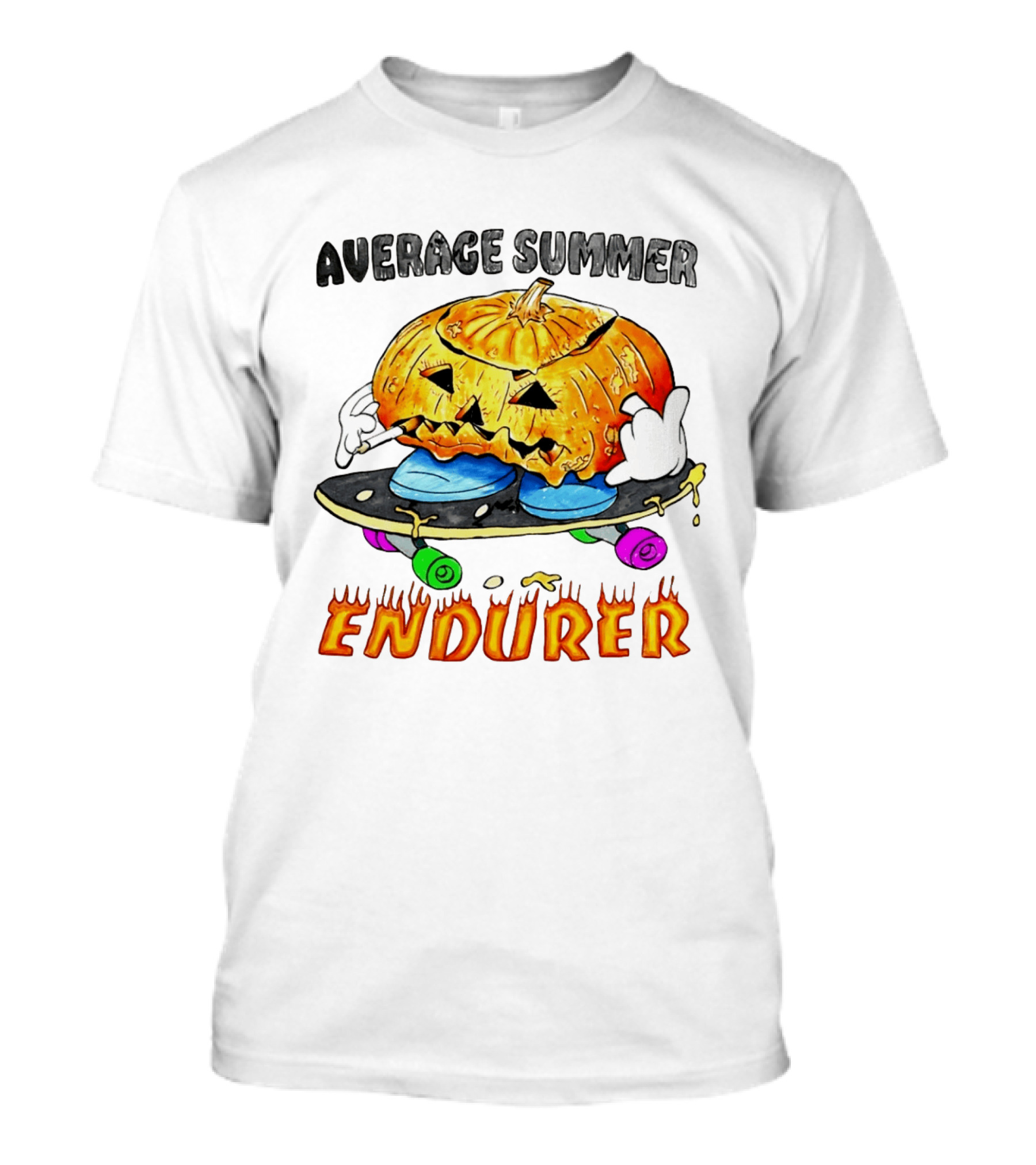 Average Summer Endurer Pumpkin Skater Skateboarding T-Shirt