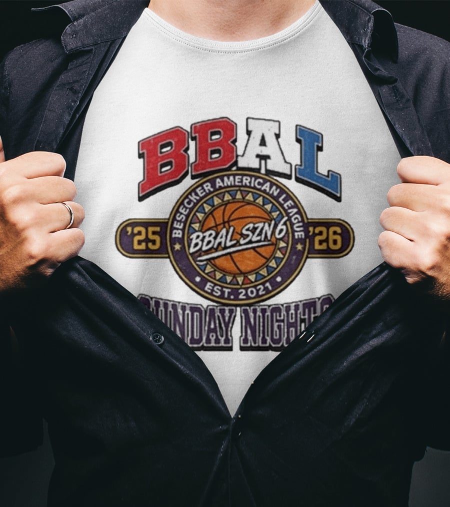 Dave Portnoy Besecker American League BBAL SZN 6 Sunday Nights 2025 2026 T-Shirt