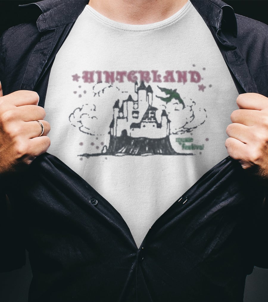 Hinterland Iowa Medieval Castle With Dragon And Clouds T-Shirt