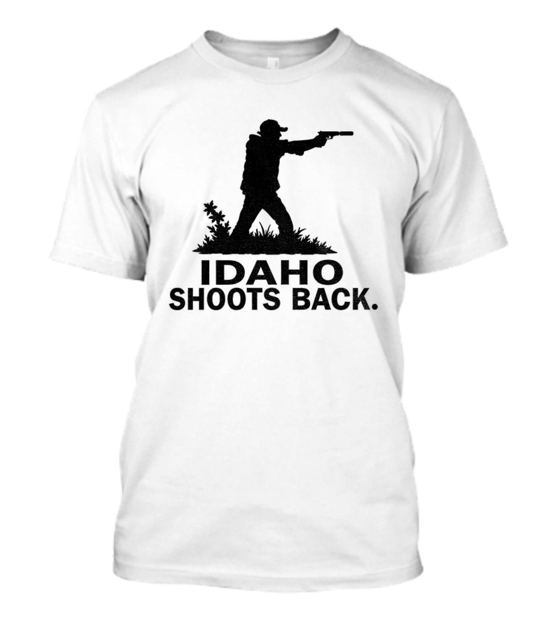Idaho Shoots Back Silhouette Hunter With Gun T-Shirt