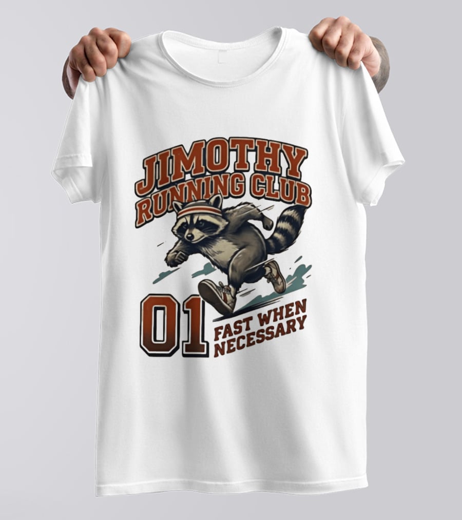 Jimothy Running Club 01 Fast When Necessary Raccoon T-Shirt
