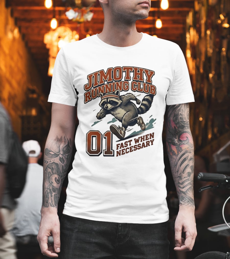 Jimothy Running Club 01 Fast When Necessary Raccoon T-Shirt