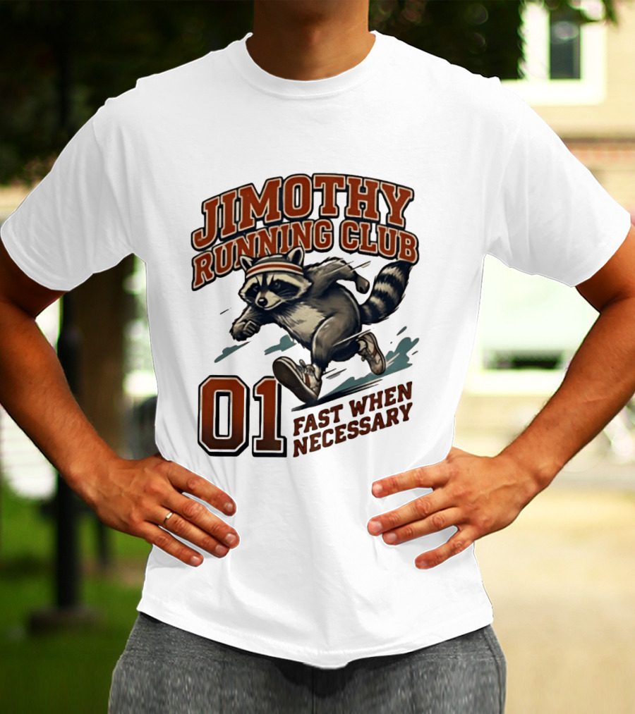 Jimothy Running Club 01 Fast When Necessary Raccoon T-Shirt
