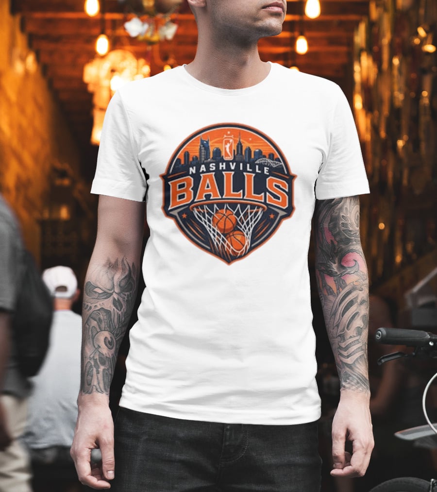 Nashville Balls Skyline Basketball Logo Cityscape T-Shirt