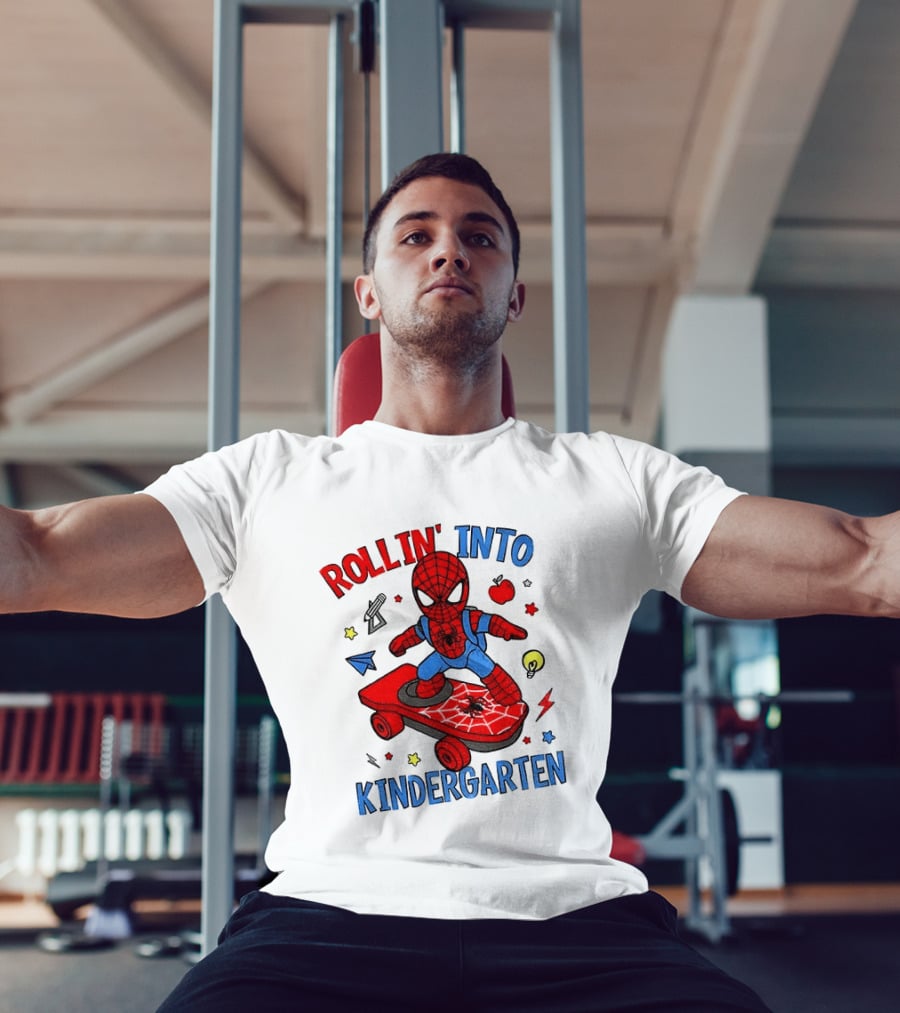 Rollin' Into Kindergarten Spider Man Skateboard Adventure T-Shirt