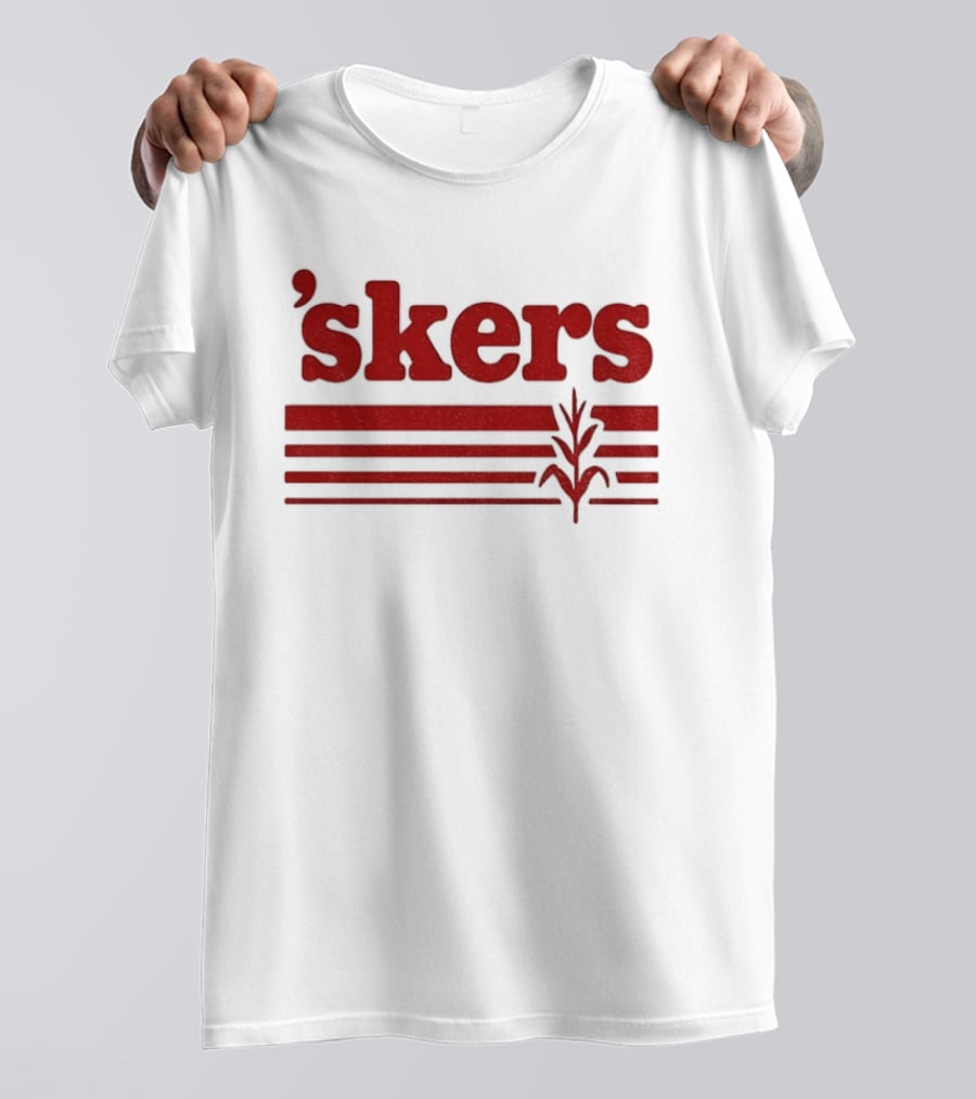 Skers Nebraska Cornhuskers Text Red Lines T-Shirt