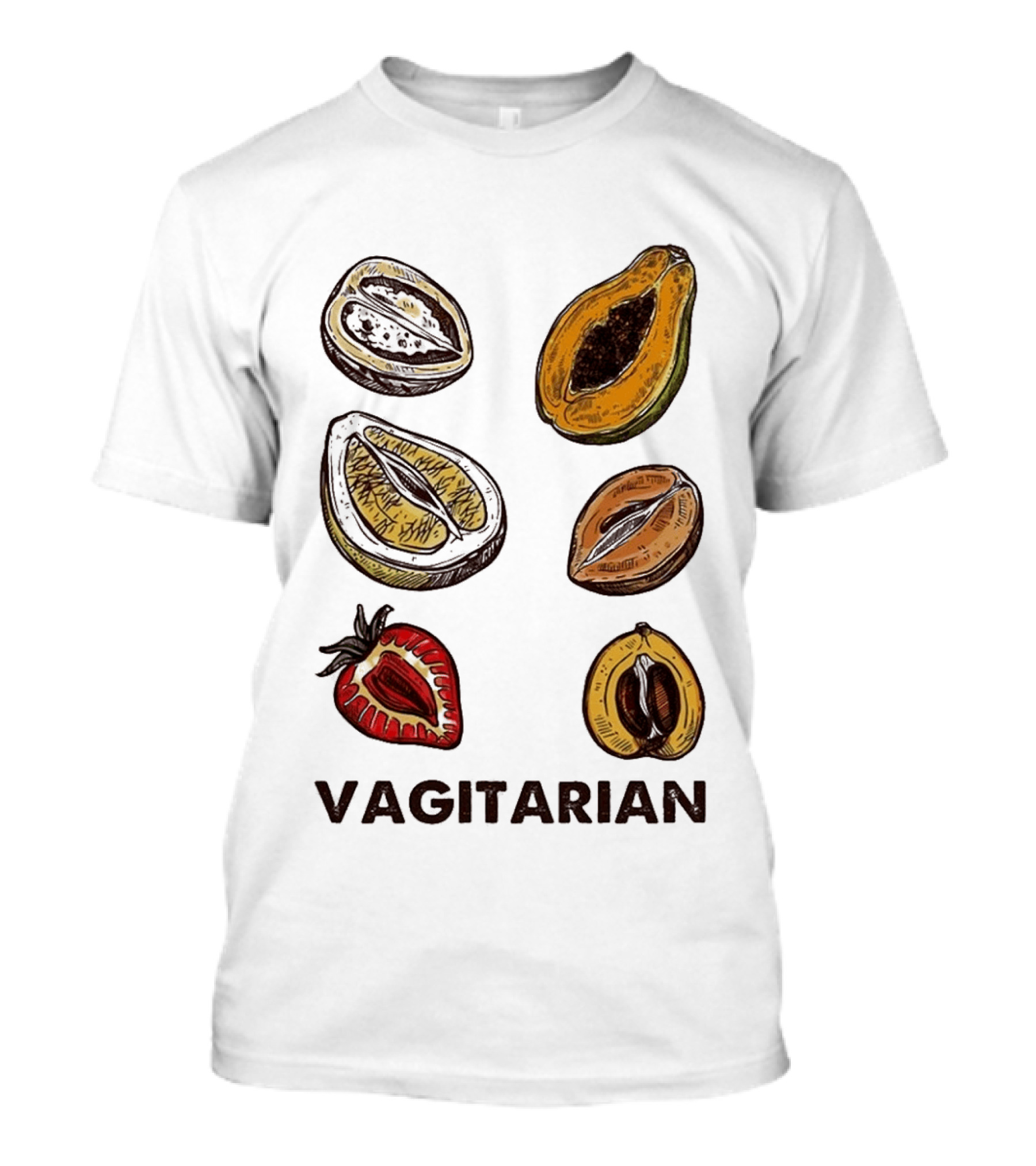 Vagitarian Fruit Humor Strawberry Avocado Papaya Illustrations T-Shirt