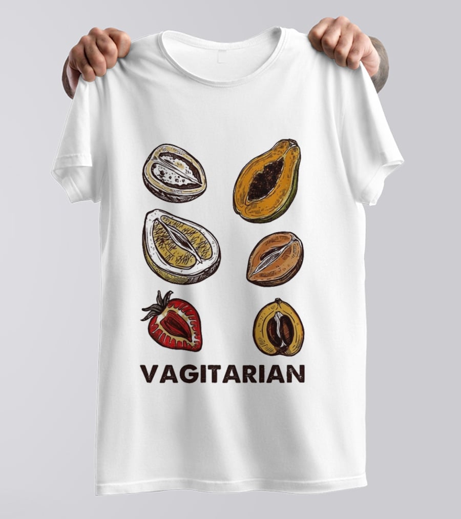 Vagitarian Fruit Humor Strawberry Avocado Papaya Illustrations T-Shirt