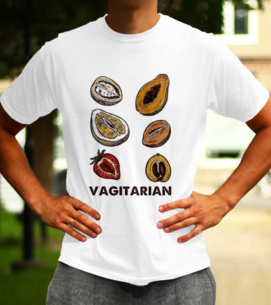 Vagitarian Fruit Humor Strawberry Avocado Papaya Illustrations T-Shirt