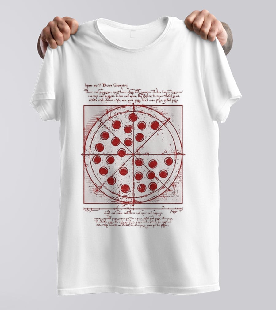 Vitruvian Pizza Leonardo Da Vinci Spider Tom Movie Pizza Drawing T-Shirt