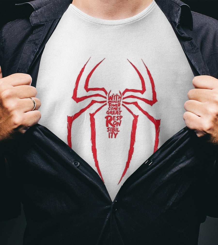 Spider Man Great Responsibility Red Symbol Superhero T-Shirt