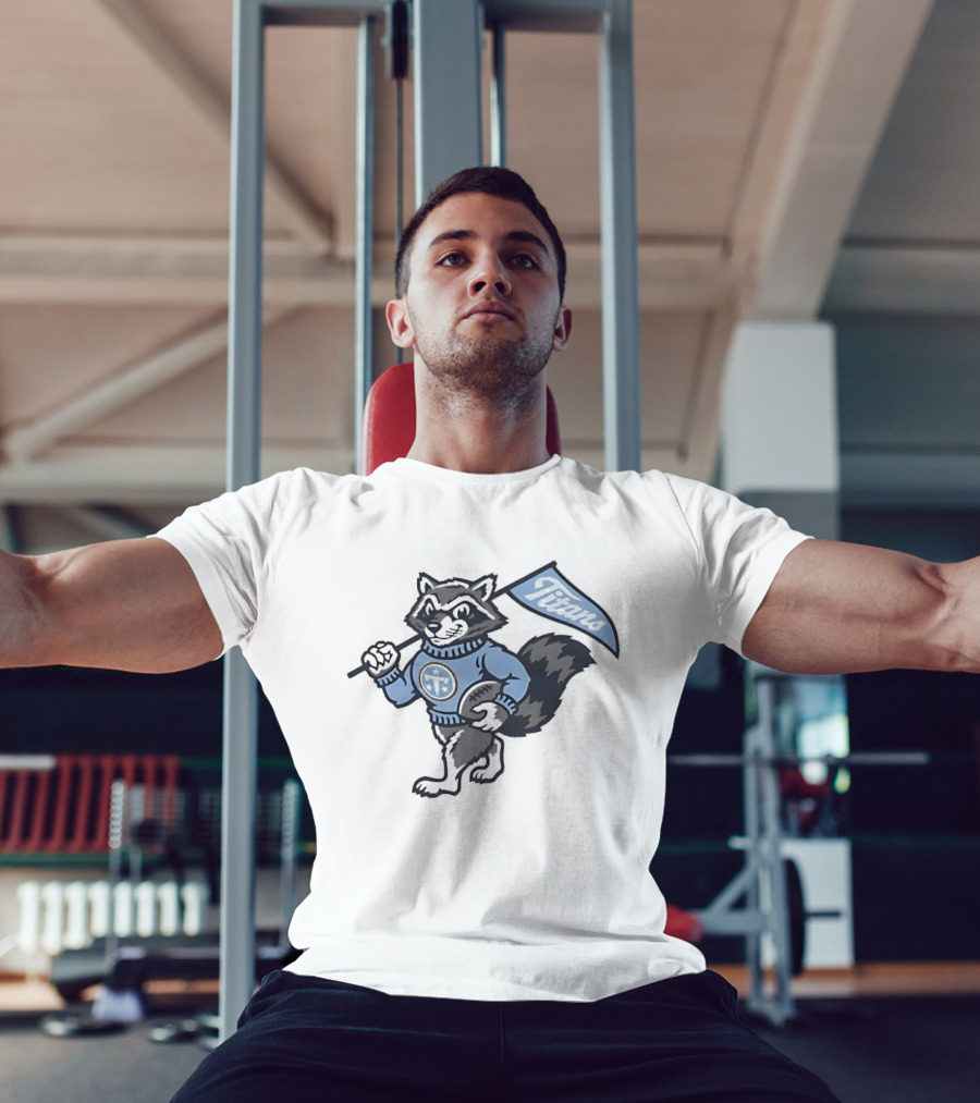 Tennessee Titans Raccoon With Football And Flag T-Shirt