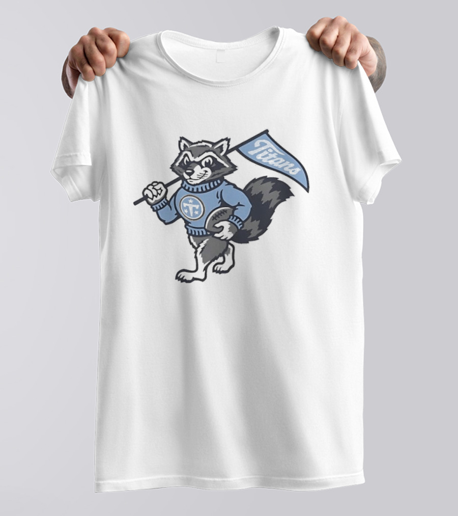 Tennessee Titans Raccoon With Football And Flag T-Shirt