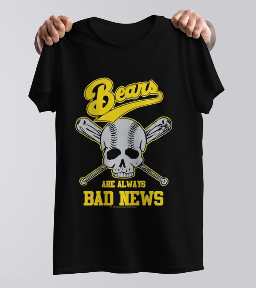Bears Are Always Bad News Baseball Skull Crossed Bats T-Shirt
