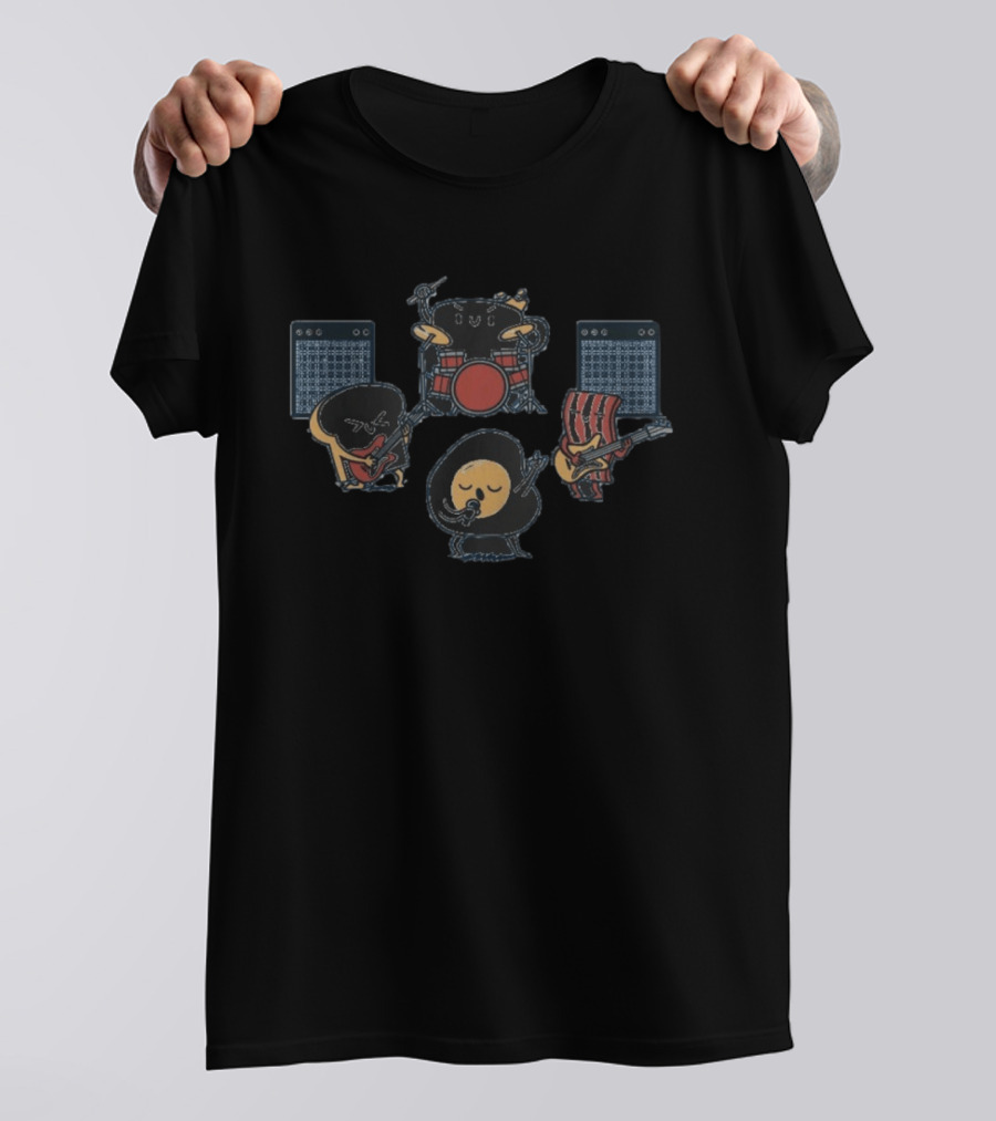 Breakfast Food Band Egg Bacon Playing Music Instruments T-Shirt