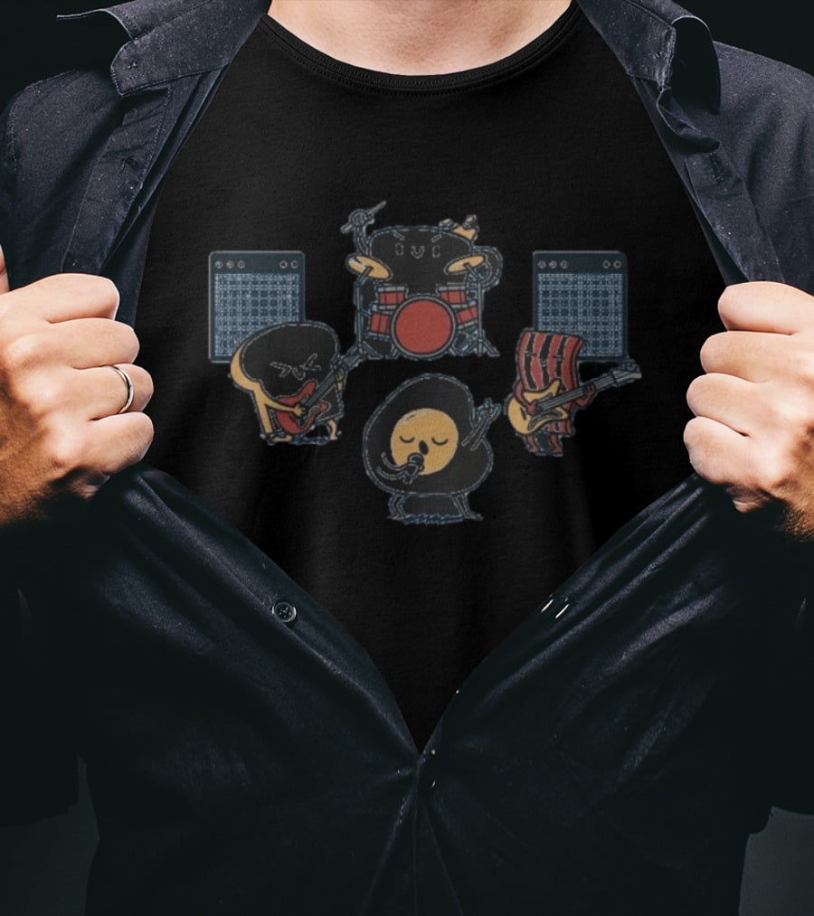 Breakfast Food Band Egg Bacon Playing Music Instruments T-Shirt