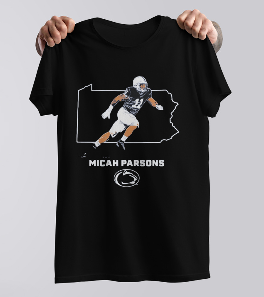 Micah Parsons Penn State Football Player With State T-Shirt