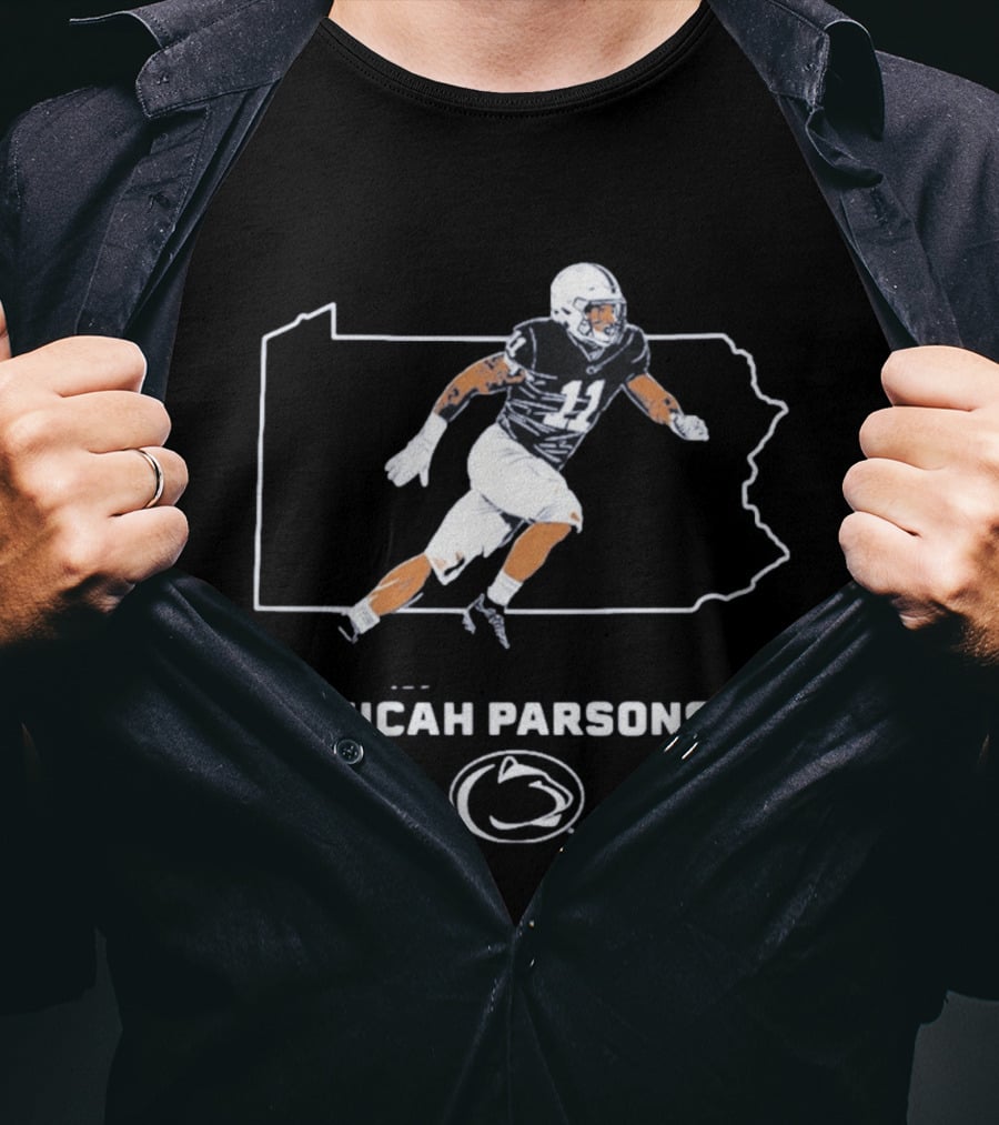 Micah Parsons Penn State Football Player With State T-Shirt