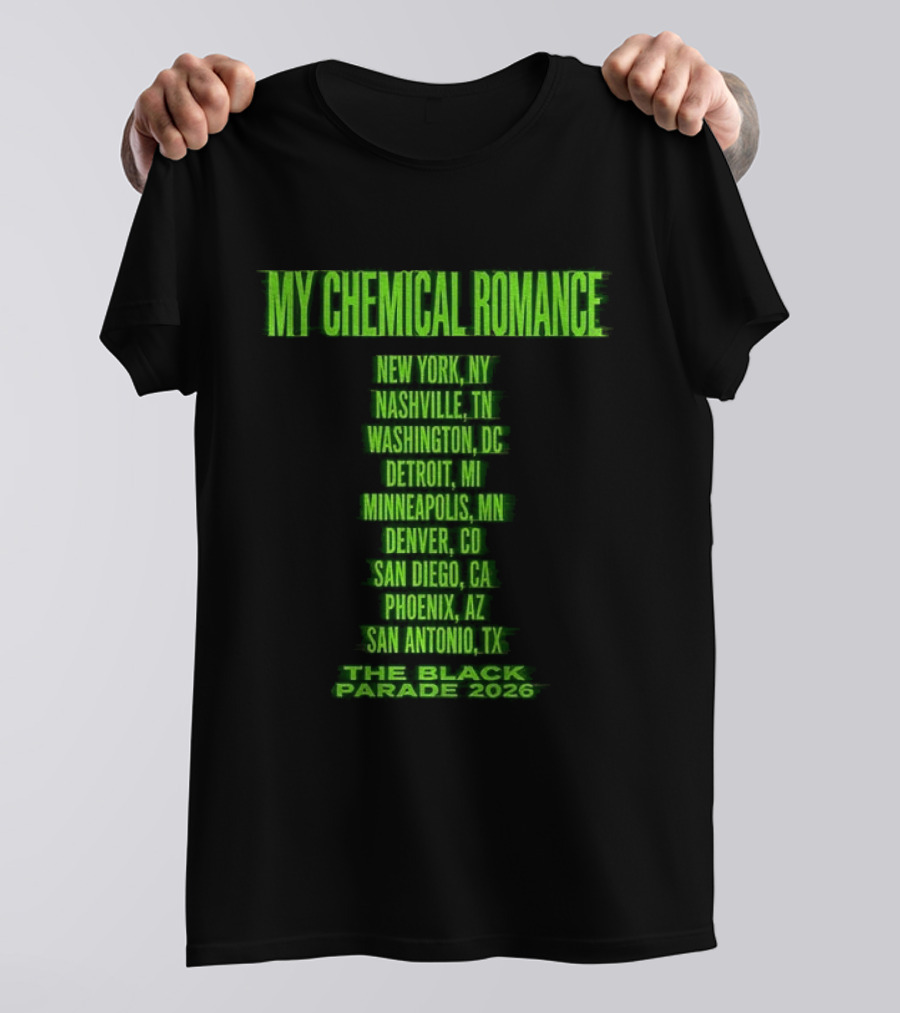 My Chemical Romance The Black Parade 2026 New York City Nashville Washington Detroit Minneapolis Denver San Diego Phoenix San Antonio Tour Dates T-Shirt