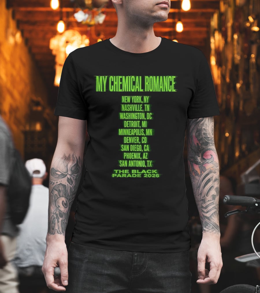 My Chemical Romance The Black Parade 2026 New York City Nashville Washington Detroit Minneapolis Denver San Diego Phoenix San Antonio Tour Dates T-Shirt