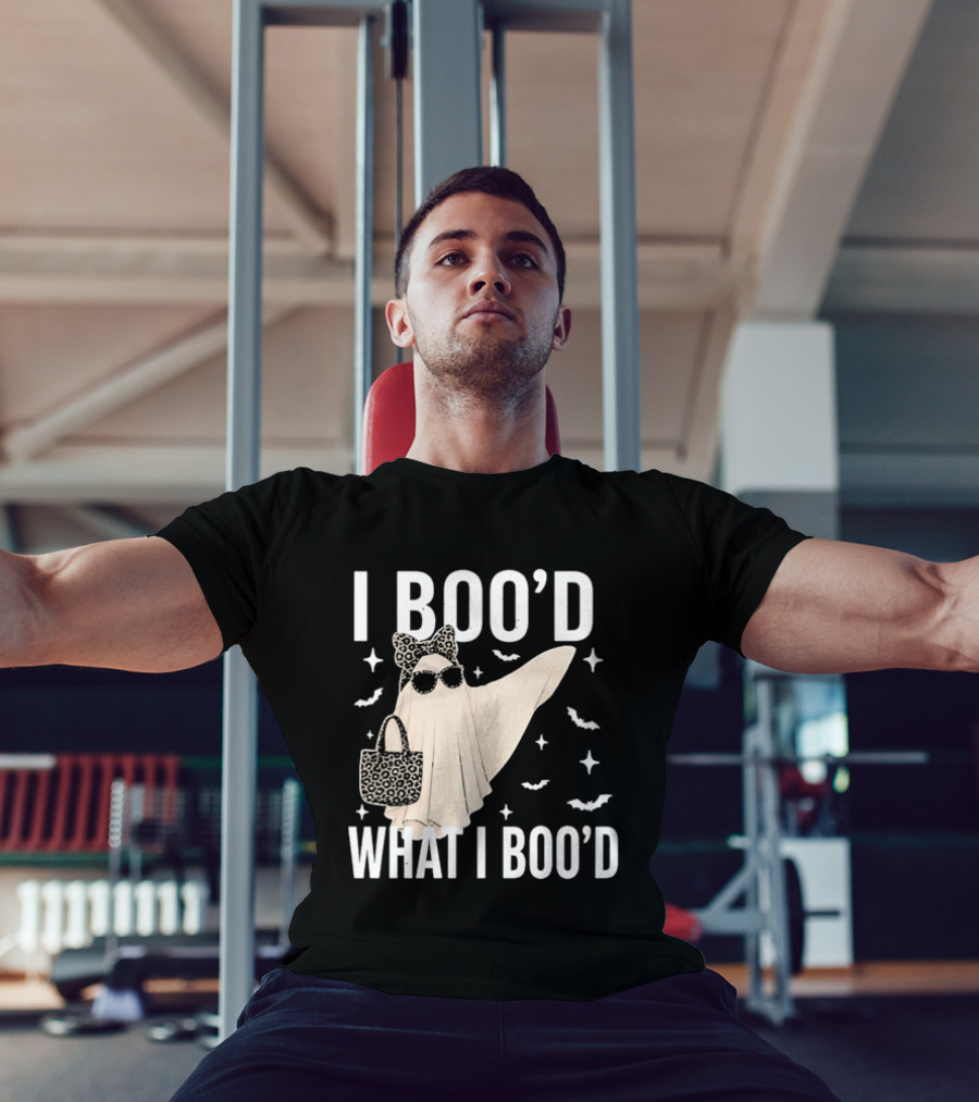 I Boo'd What I Boo'd Cartoon Ghost Leopard Bow Sunglasses Handbag T-Shirt