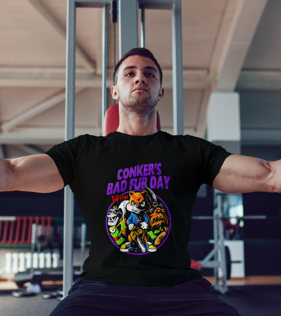 Conker's Bad Fur Day Chainsaw Squirrel Gaming Money T-Shirt