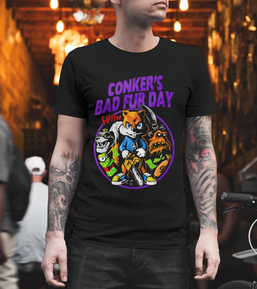 Conker's Bad Fur Day Chainsaw Squirrel Gaming Money T-Shirt