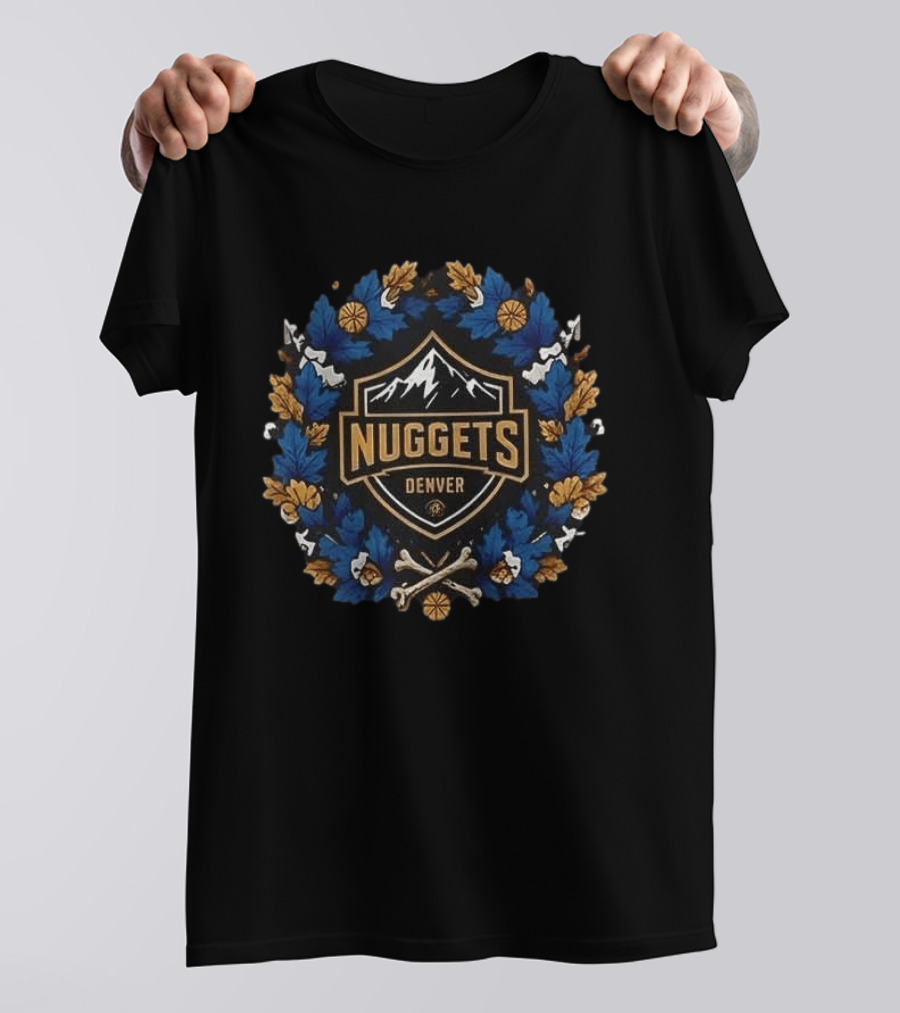Denver Nuggets Maple Leaves Skull Bats Basketball Halloween T-Shirt