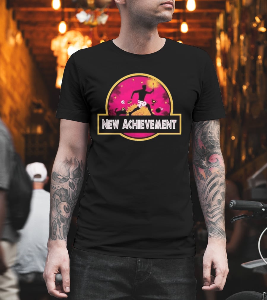 New Achievement Running Man Heart Boxers Torch Jurassic T-Shirt